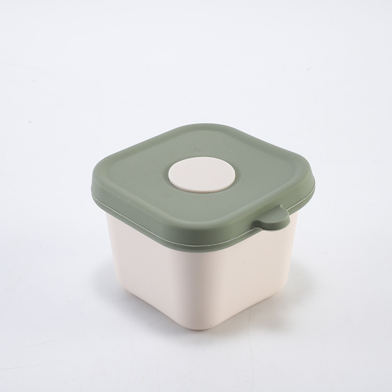 Silikonska kutija za ručak, kvadratna, izolirana, pogodna za mikrovalnu pećnicu, kapacitet 301–500 ml.