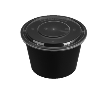 Vas circular de unică folosință pentru prânz cu capac - PP alimentar, compatibil cu microundele, logo personalizabil