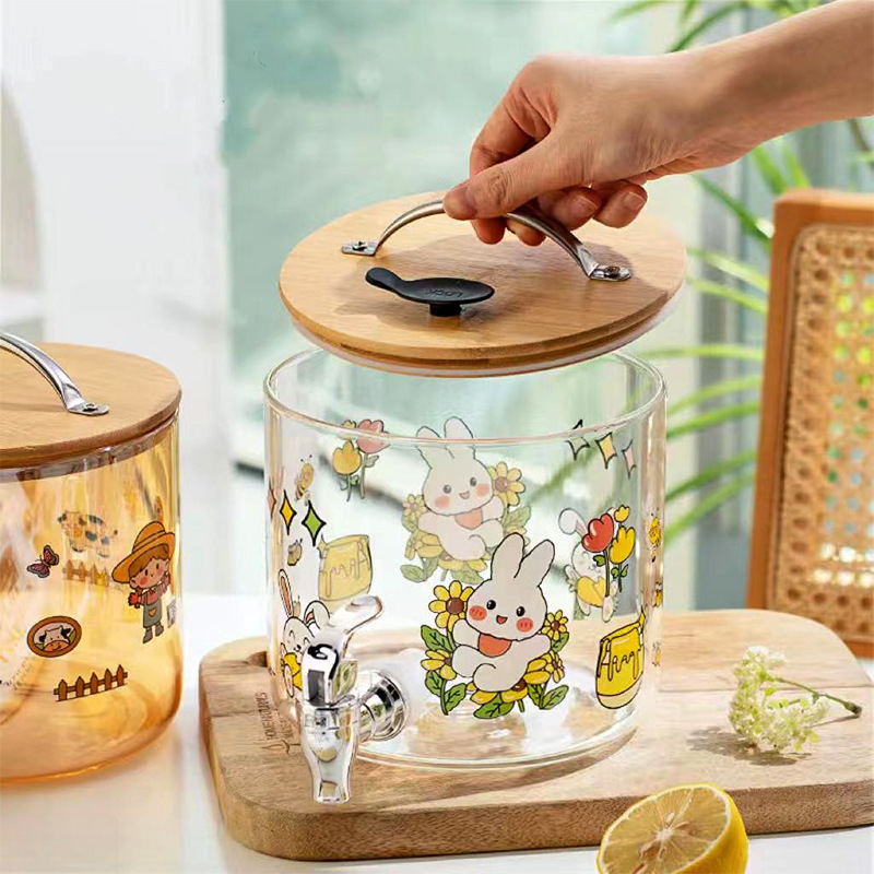 Stakleni set za vodu s vrčem i čajnikom, otporan na visoke temperature, velik kapacitet, s slavinom, Chang Lan, novi model 2022