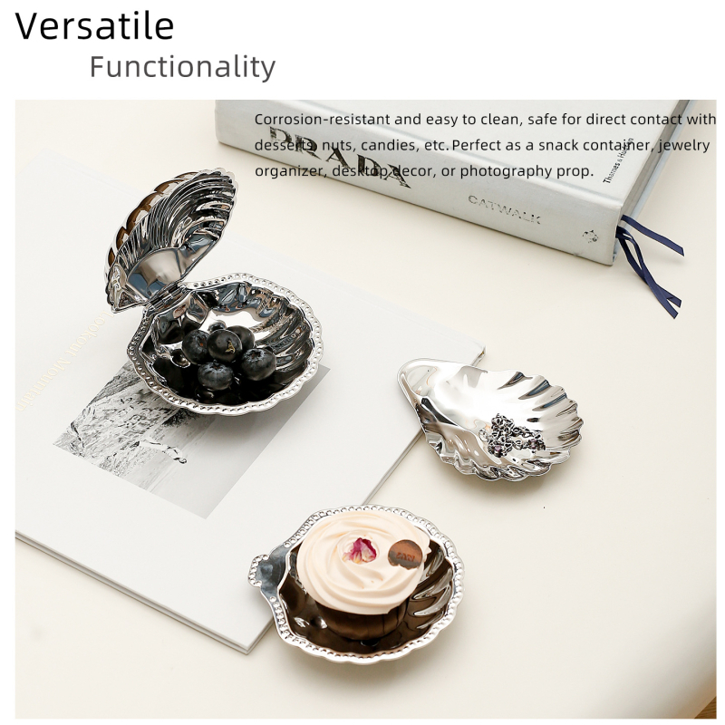 Кутия за масло с форма на черупка от неръждаема стомана и кутия за съхранение на бижута — античен френски стил, модел O1421