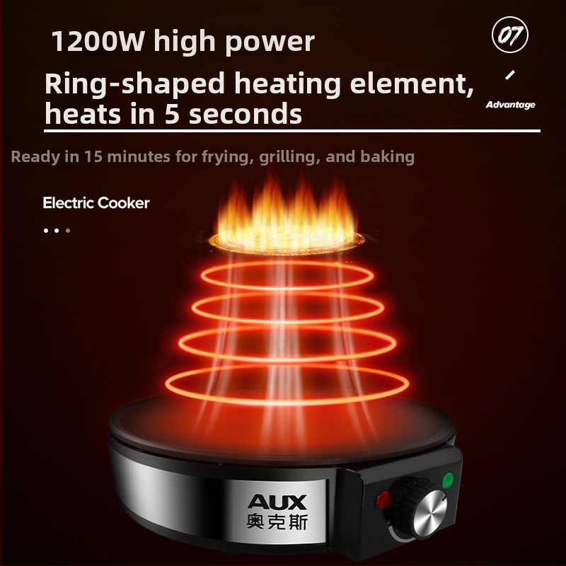 AUX LA-102-1 Električna tava za pečenje – jednosmjerno grijanje, fiksna ploča, višenamjenski kuhinjski uređaj