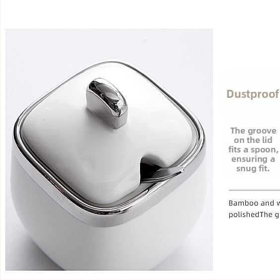 Керамичен комплект буркани за подправки в скандинавски стил – сол и MSG буркани, модерен минималистичен дизайн, персонализирано лого