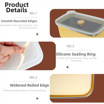 304 rozsdamentes acélból készült frissességmegőrző doboz, téglalap alakú zárható tároló háztartási hűtőhöz, mikrohullámú sütőbe tehető