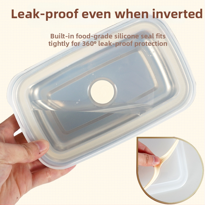 304 rozsdamentes acélból készült frissességmegőrző doboz, téglalap alakú zárható tároló háztartási hűtőhöz, mikrohullámú sütőbe tehető