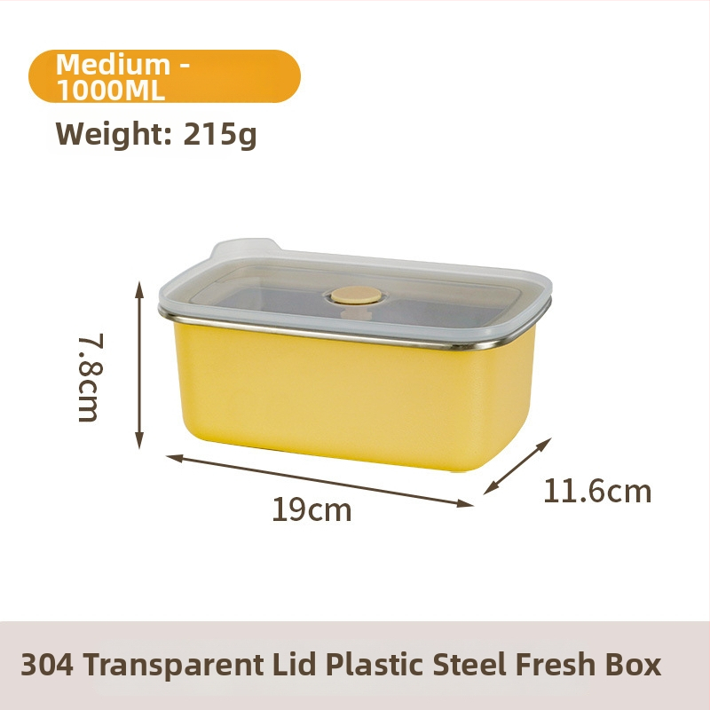 304 rozsdamentes acélból készült frissességmegőrző doboz, téglalap alakú zárható tároló háztartási hűtőhöz, mikrohullámú sütőbe tehető