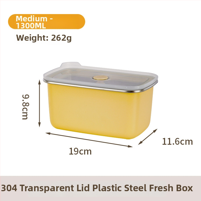 304 rozsdamentes acélból készült frissességmegőrző doboz, téglalap alakú zárható tároló háztartási hűtőhöz, mikrohullámú sütőbe tehető