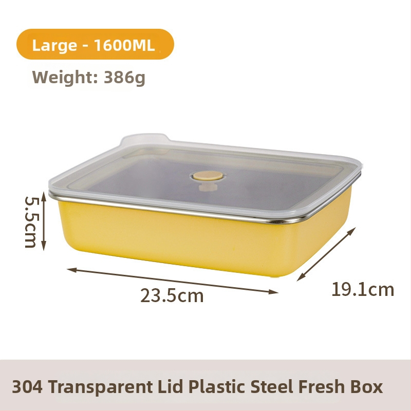 304 rozsdamentes acélból készült frissességmegőrző doboz, téglalap alakú zárható tároló háztartási hűtőhöz, mikrohullámú sütőbe tehető
