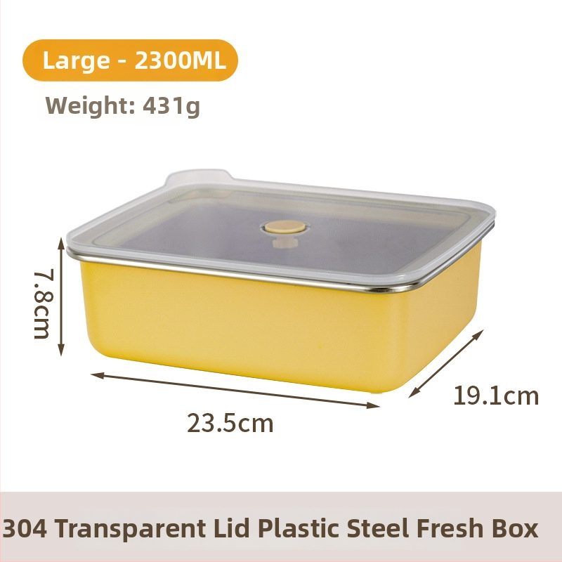 304 rozsdamentes acélból készült frissességmegőrző doboz, téglalap alakú zárható tároló háztartási hűtőhöz, mikrohullámú sütőbe tehető