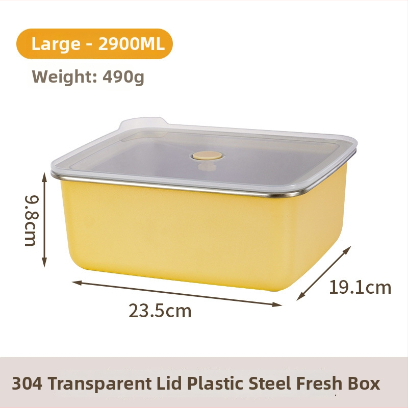 304 rozsdamentes acélból készült frissességmegőrző doboz, téglalap alakú zárható tároló háztartási hűtőhöz, mikrohullámú sütőbe tehető