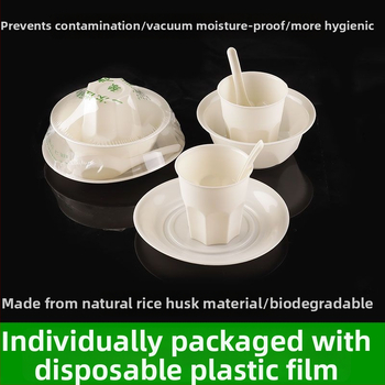 Jednorazový servis na stolovanie – štvordielny set: misky a paličky na jedlo (plast, nerozložiteľný, potravinárska kvalita)