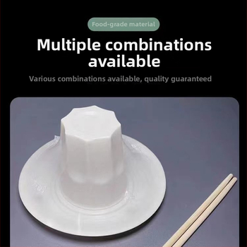 Jednorazový servis na stolovanie – štvordielny set: misky a paličky na jedlo (plast, nerozložiteľný, potravinárska kvalita)