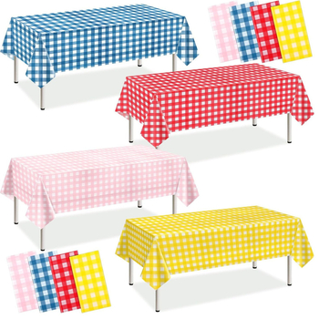 Еднократна PEVA карирана правоъгълна покривка за маса