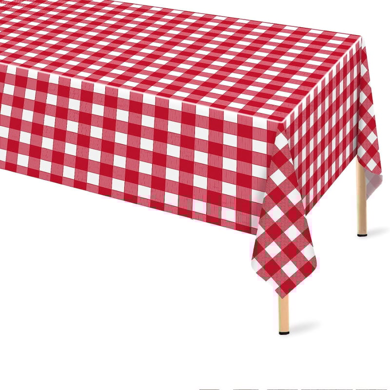 Еднократна PEVA карирана правоъгълна покривка за маса