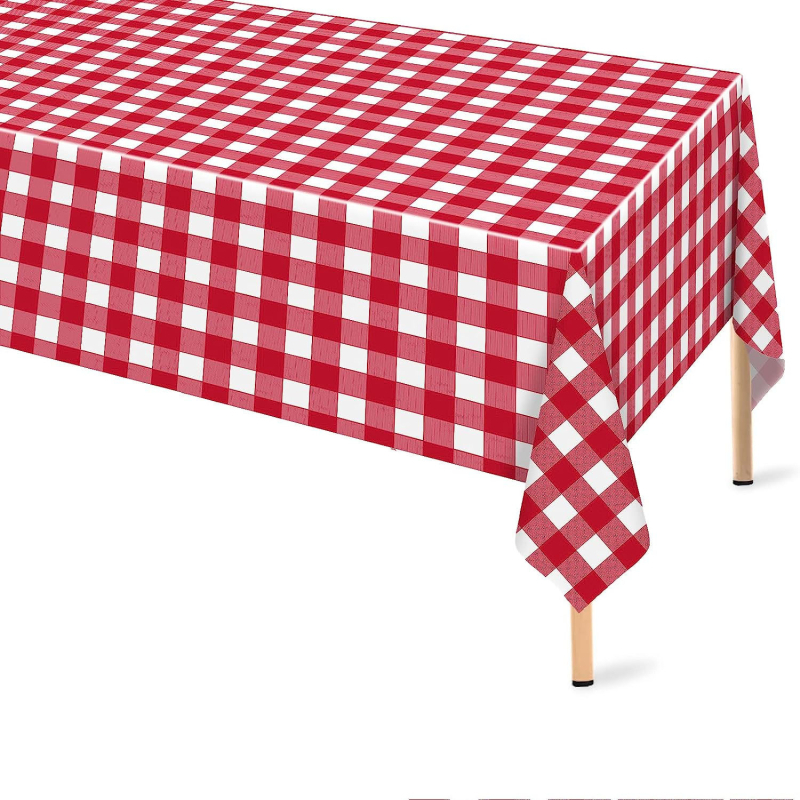 Еднократна PEVA карирана правоъгълна покривка за маса