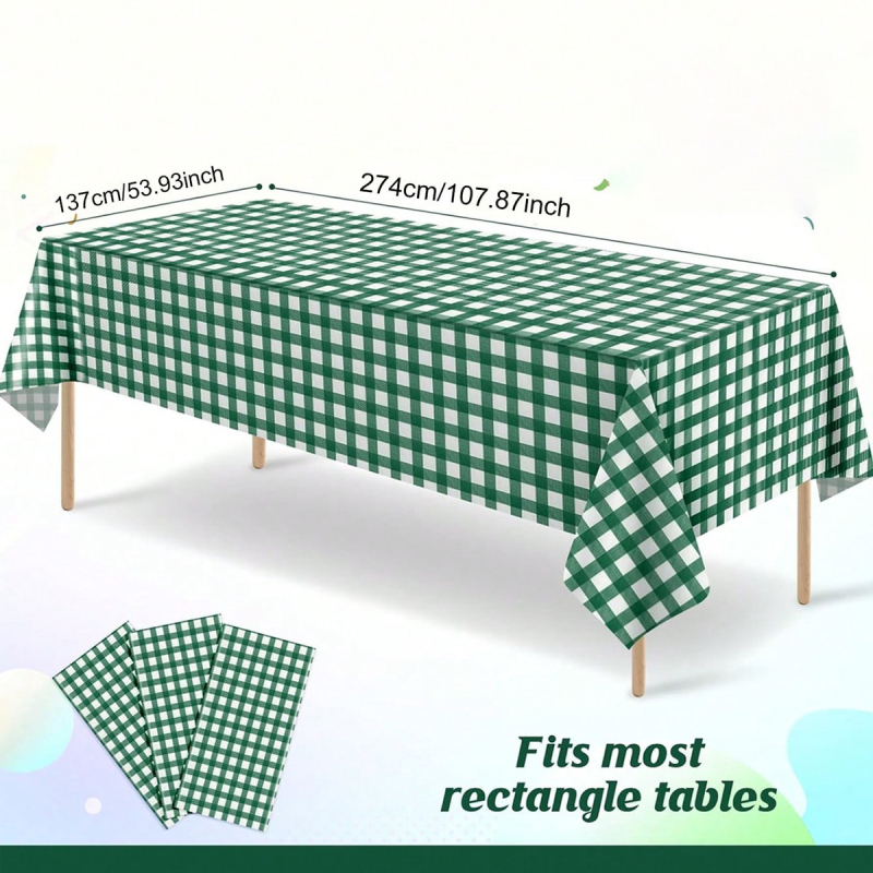 Еднократна PEVA карирана правоъгълна покривка за маса