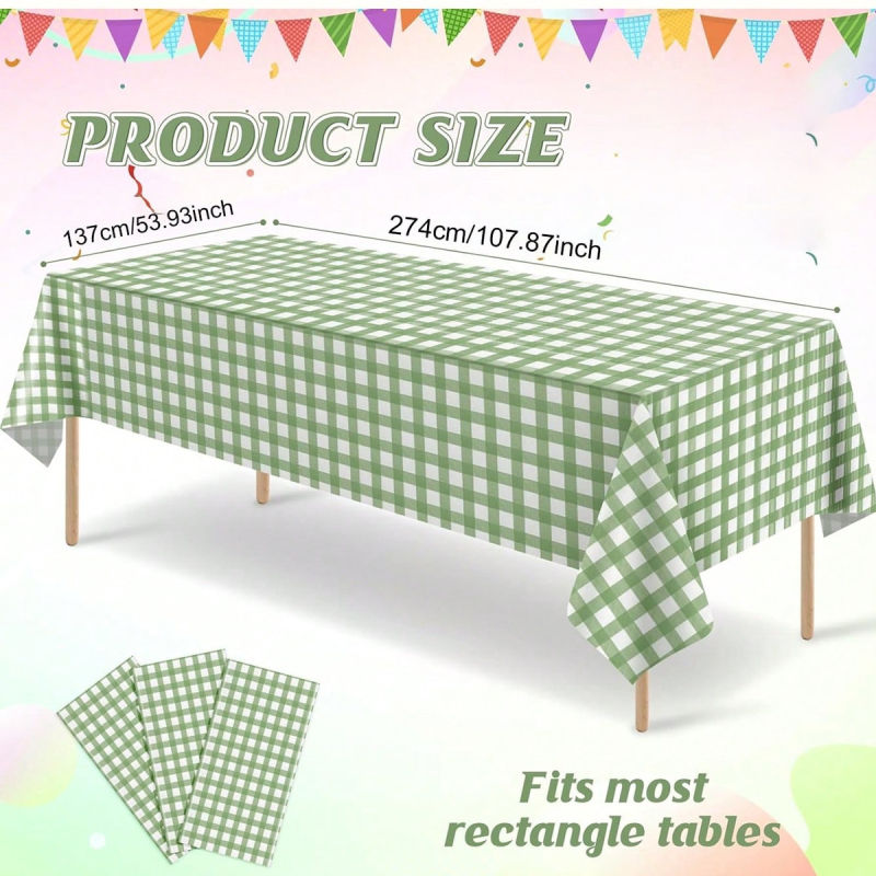 Еднократна PEVA карирана правоъгълна покривка за маса