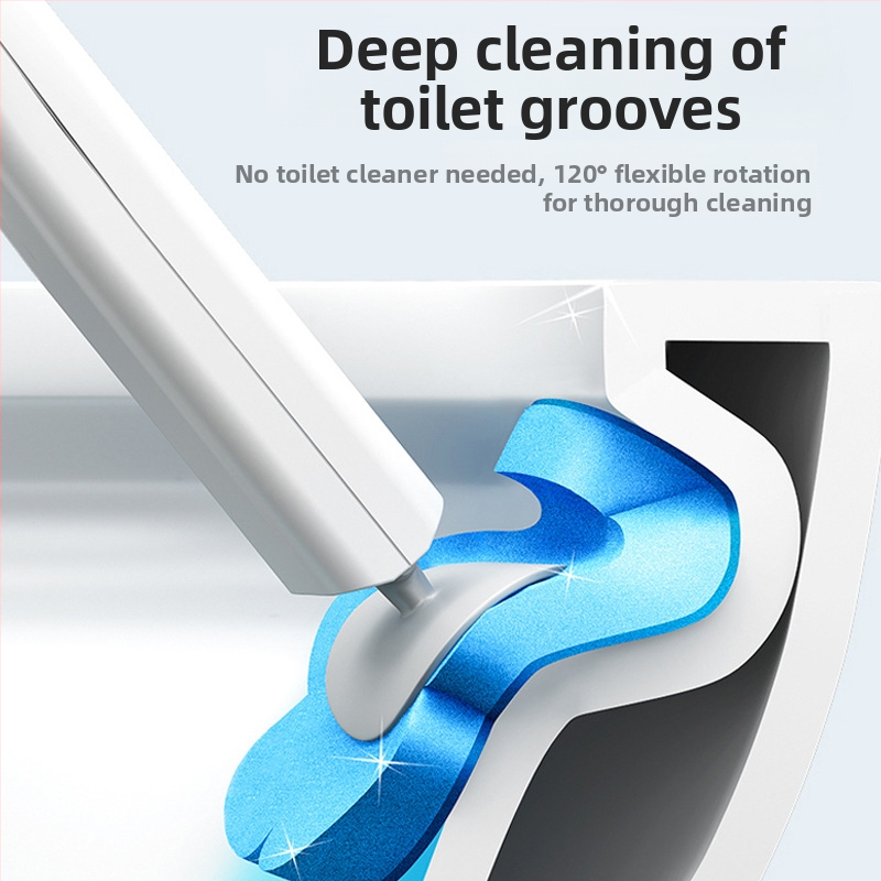 CCKO nástenná jednorazová kefa na toaletu s výmeniteľnou hlavou, plastová, moderný minimalistický dizajn.