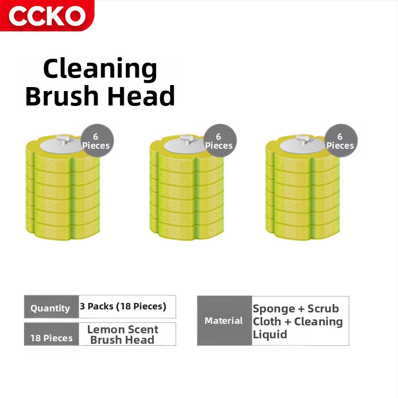 CCKO nástenná jednorazová kefa na toaletu s výmeniteľnou hlavou, plastová, moderný minimalistický dizajn.