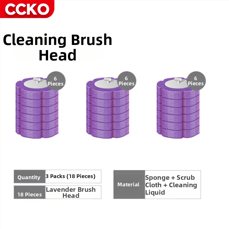 CCKO nástenná jednorazová kefa na toaletu s výmeniteľnou hlavou, plastová, moderný minimalistický dizajn.