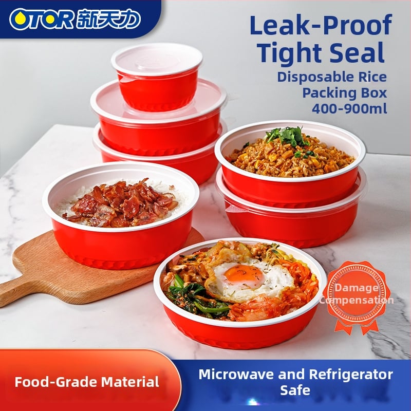 Elhasználható ebéddoboz fedővel Bibimbaphoz, élelmiszer-minőségű műanyag, kereskedelmi felhasználásra