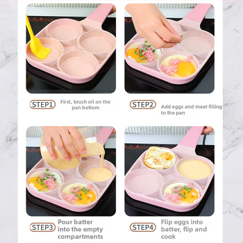 Négylyukú tojásserpenyő alumíniumból, tapadásmentes bevonattal, lapos aljjal, modell CX-L014