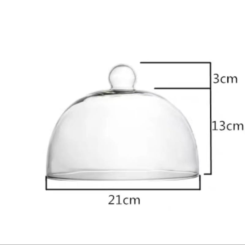 Mikrohullámú sütőhöz üveg fedél – ólommentes, élelmiszer-minőségű, átlátszó, magas hőmérséklet-tűrés, porvédő és frissesség megőrző süteményekhez és gyümölcsökhöz