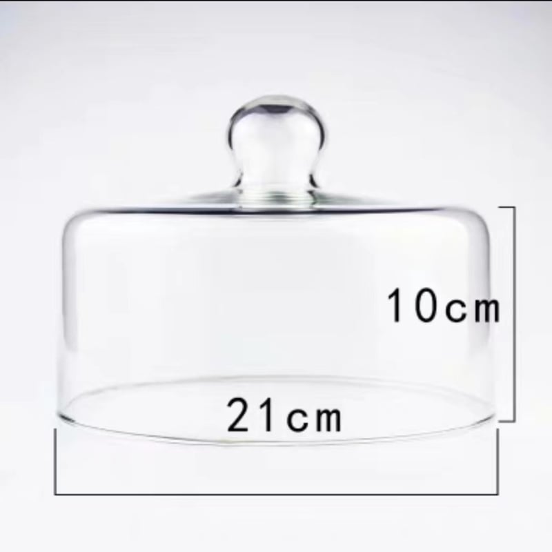 Mikrohullámú sütőhöz üveg fedél – ólommentes, élelmiszer-minőségű, átlátszó, magas hőmérséklet-tűrés, porvédő és frissesség megőrző süteményekhez és gyümölcsökhöz