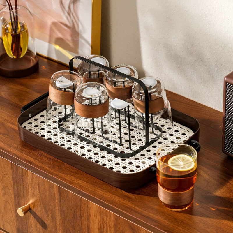 Set čaša od stakla s kineskim stilom, borosilikatno staklo, otpornost na visoke temperature, kućna uporaba