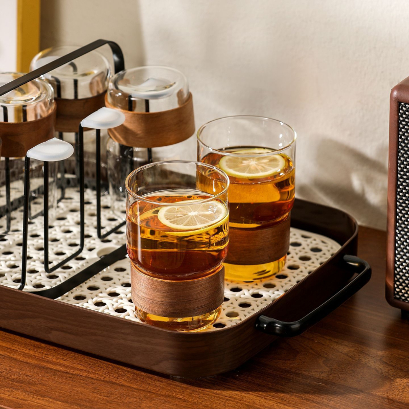 Set čaša od stakla s kineskim stilom, borosilikatno staklo, otpornost na visoke temperature, kućna uporaba