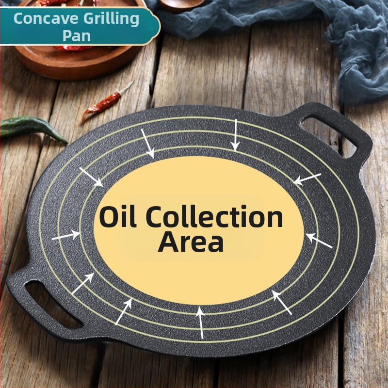 Öntöttvas négyszögletes grill serpenyő, koreai stílusú teppanyaki, felület elektroforézis-kezeléssel, összecsukható