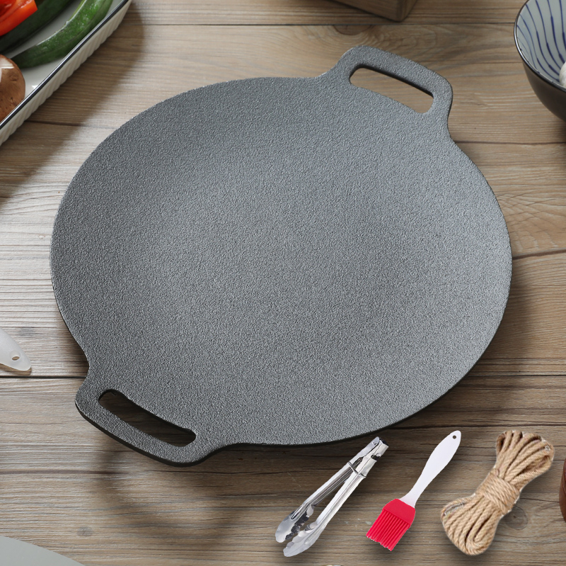 Öntöttvas négyszögletes grill serpenyő, koreai stílusú teppanyaki, felület elektroforézis-kezeléssel, összecsukható