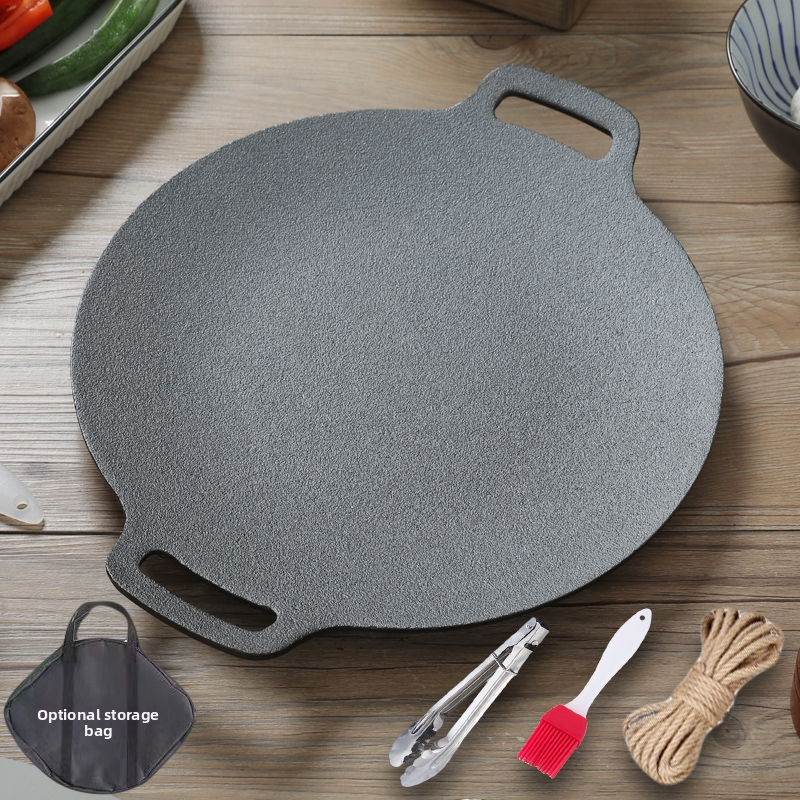 Öntöttvas négyszögletes grill serpenyő, koreai stílusú teppanyaki, felület elektroforézis-kezeléssel, összecsukható