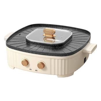 Shabu-shabu sve-u-jednom lonac s grillom – 1200W, aluminijska legura, dubina unutarnje posude 7 cm, pogodna za 3–4 osobe