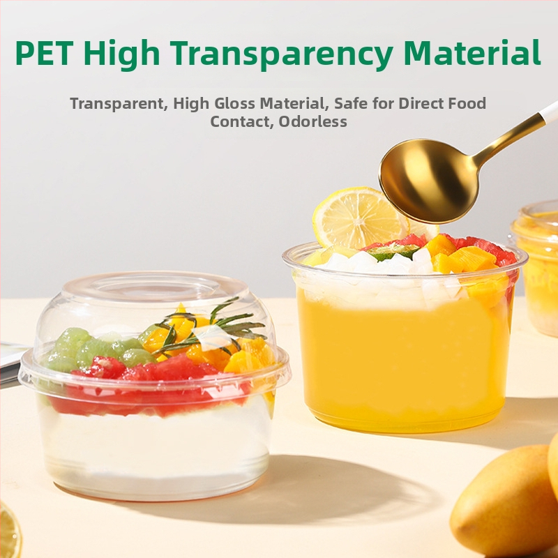 Egyszer használatos vastagított műanyag tál fedővel, átlátszó, elvitelre (anyag: műanyag; mikrohullámú sütő: nem; testreszabható)