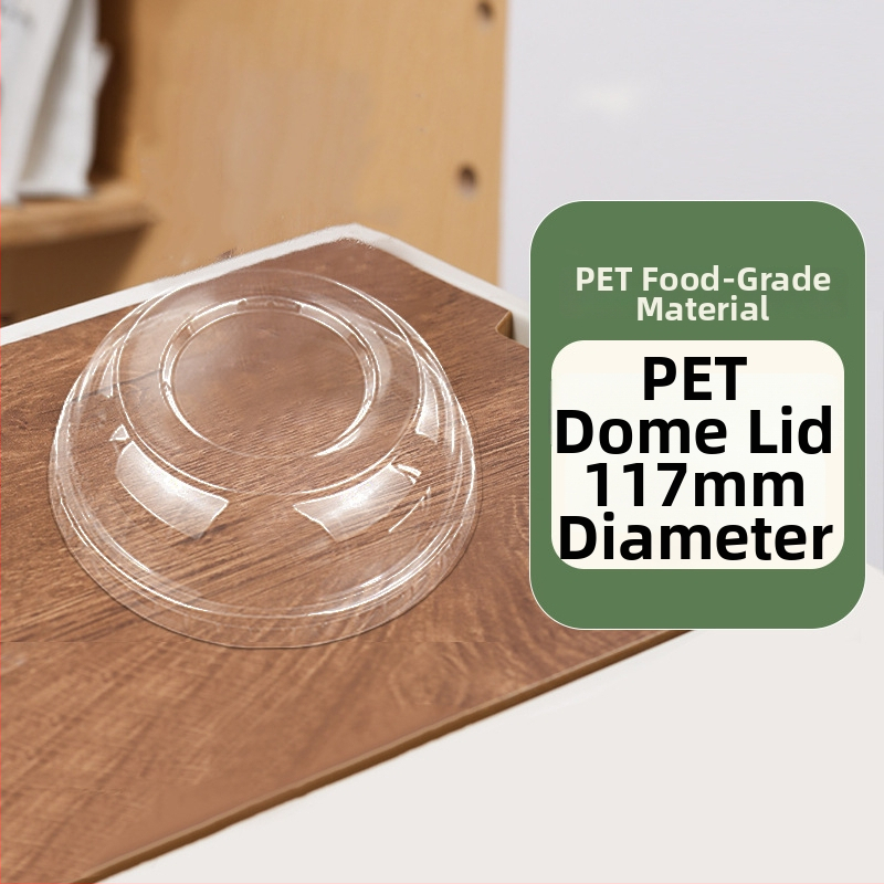 Egyszer használatos vastagított műanyag tál fedővel, átlátszó, elvitelre (anyag: műanyag; mikrohullámú sütő: nem; testreszabható)