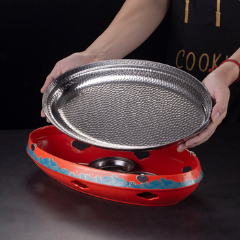 Nehrđajući čelični okrugli grill tiganj s emajl tehnologijom, kineski stil, bez premaza