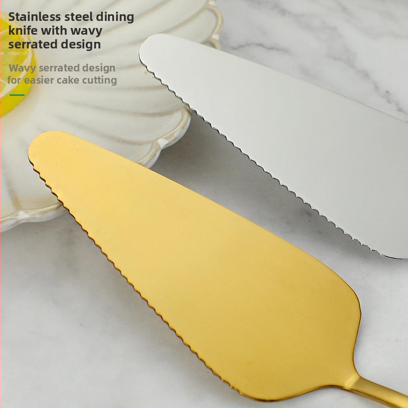 410 rozsdamentes acél desszertkészlet – modern, minimalist stílus; tükörfényes polírozás; testreszabás elérhető; tartalmaz torta kés, torta villa, torta kanál, fagylaltkanál és gyümölcs villa