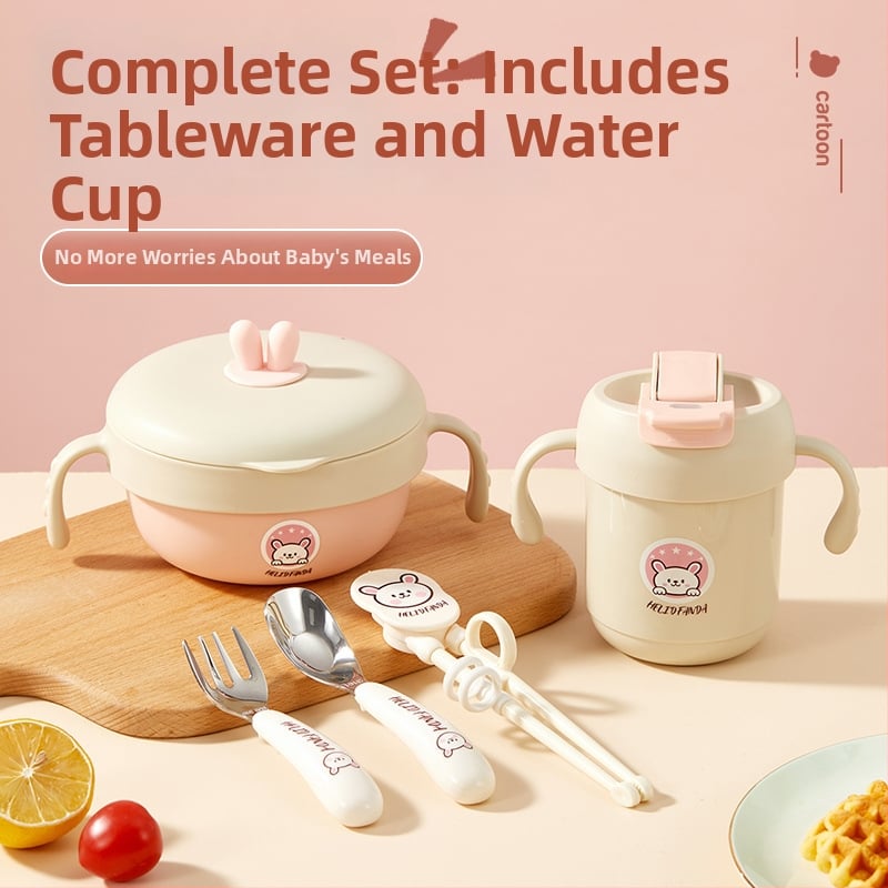 Set dječjeg posuđa od 316 nerđajućeg čelika s dizajnom Bear Family, 5 komada, za djecu od 12 mjeseci i starije