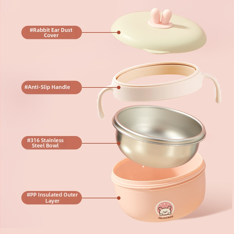 Set dječjeg posuđa od 316 nerđajućeg čelika s dizajnom Bear Family, 5 komada, za djecu od 12 mjeseci i starije