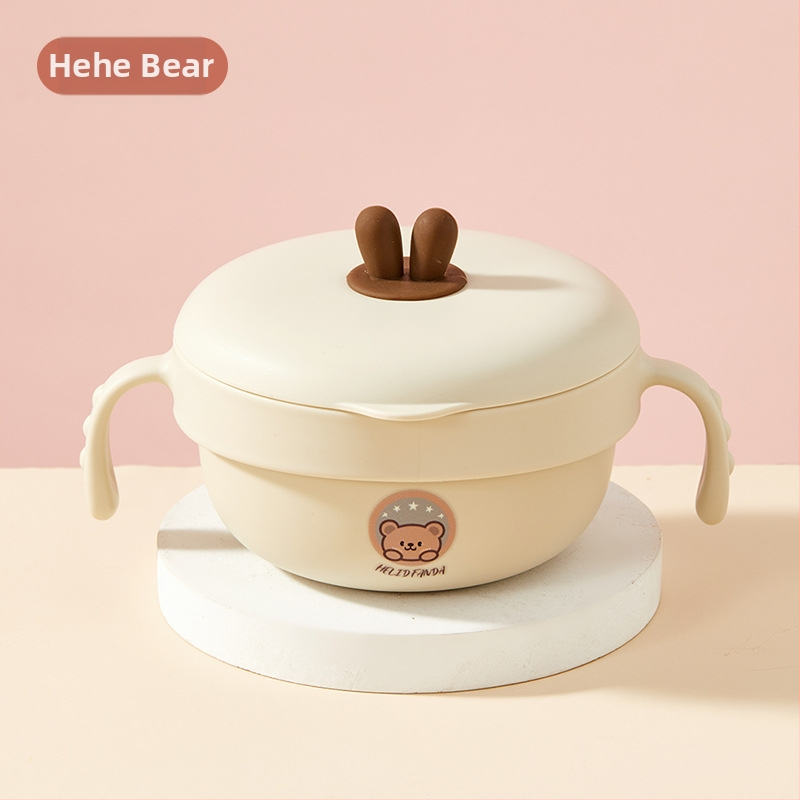 Set dječjeg posuđa od 316 nerđajućeg čelika s dizajnom Bear Family, 5 komada, za djecu od 12 mjeseci i starije