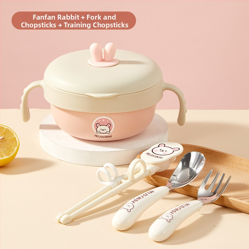 Set dječjeg posuđa od 316 nerđajućeg čelika s dizajnom Bear Family, 5 komada, za djecu od 12 mjeseci i starije