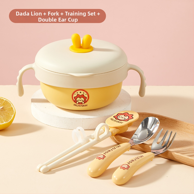 Set dječjeg posuđa od 316 nerđajućeg čelika s dizajnom Bear Family, 5 komada, za djecu od 12 mjeseci i starije