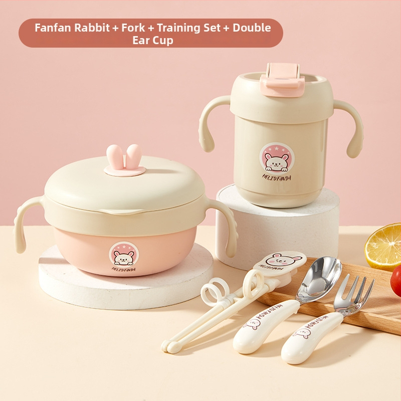 Set dječjeg posuđa od 316 nerđajućeg čelika s dizajnom Bear Family, 5 komada, za djecu od 12 mjeseci i starije