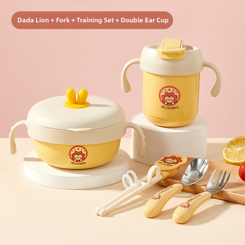 Set dječjeg posuđa od 316 nerđajućeg čelika s dizajnom Bear Family, 5 komada, za djecu od 12 mjeseci i starije