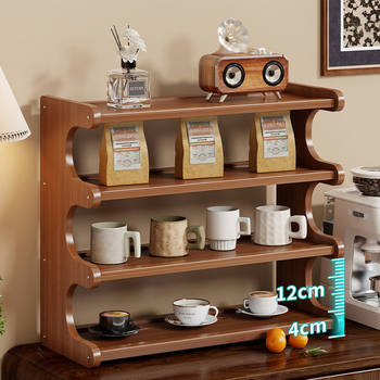 Držač za šalice od drveta, stolni, četiri razine, velik kapacitet, light luxury retro stil, bez bušenja