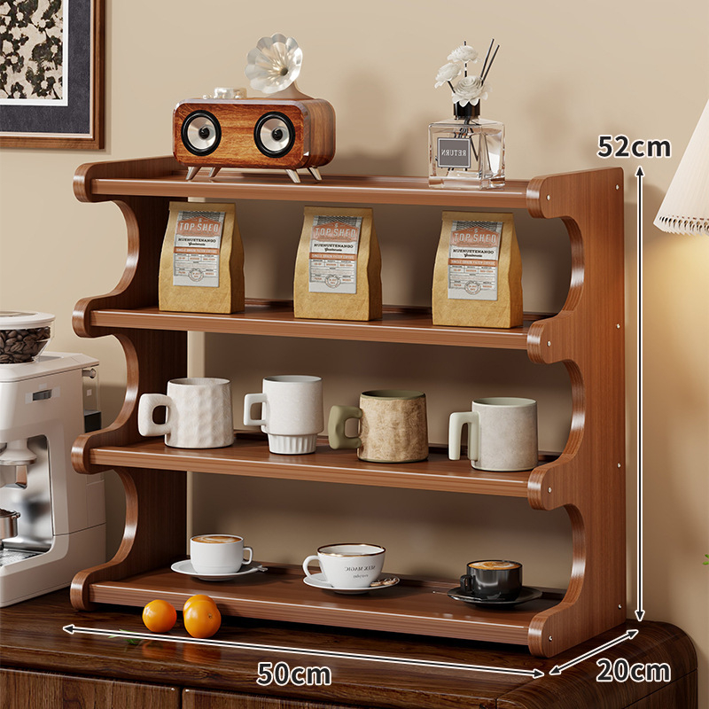 Držač za šalice od drveta, stolni, četiri razine, velik kapacitet, light luxury retro stil, bez bušenja