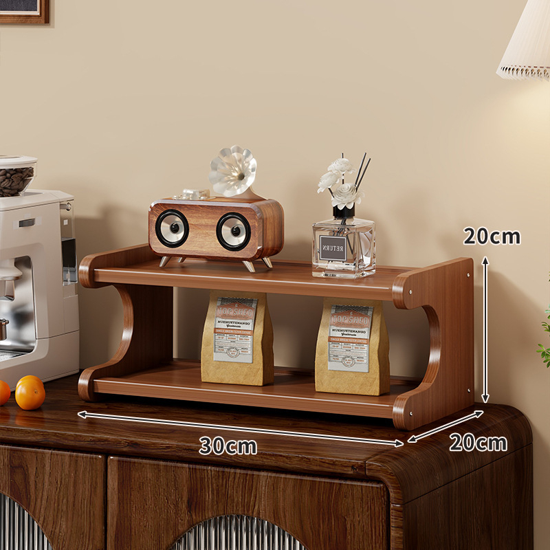 Držač za šalice od drveta, stolni, četiri razine, velik kapacitet, light luxury retro stil, bez bušenja