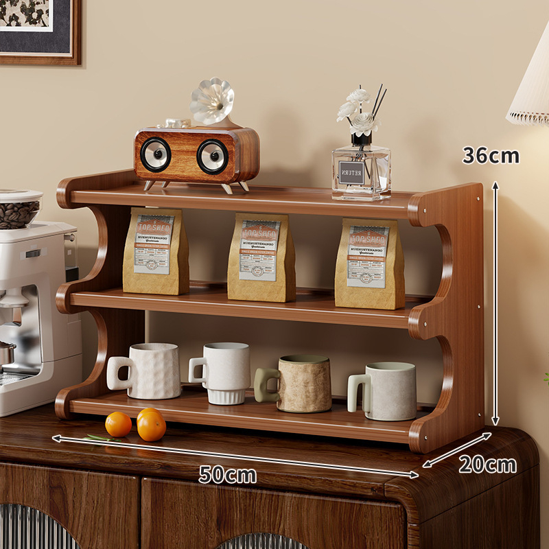 Držač za šalice od drveta, stolni, četiri razine, velik kapacitet, light luxury retro stil, bez bušenja