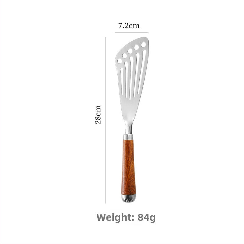 Špachtľa s drevenou rúčkou z 304 nerezovej ocele, na varenie, pečenie, torty a pizzu, Teppanyaki štýl