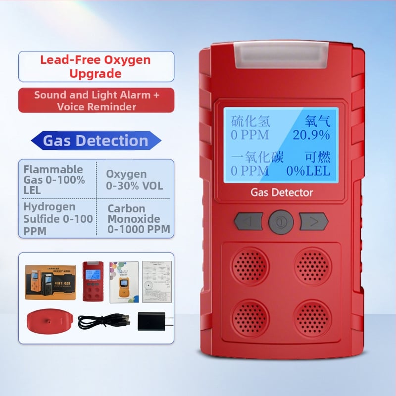 Rendkívüli mentési verzió: 4 az 1-ben gázdetektor, hordozható T-804, mérési tartomány 50, észleli gyúlékony gázokat CO CO2 H2, pontosság 30%
